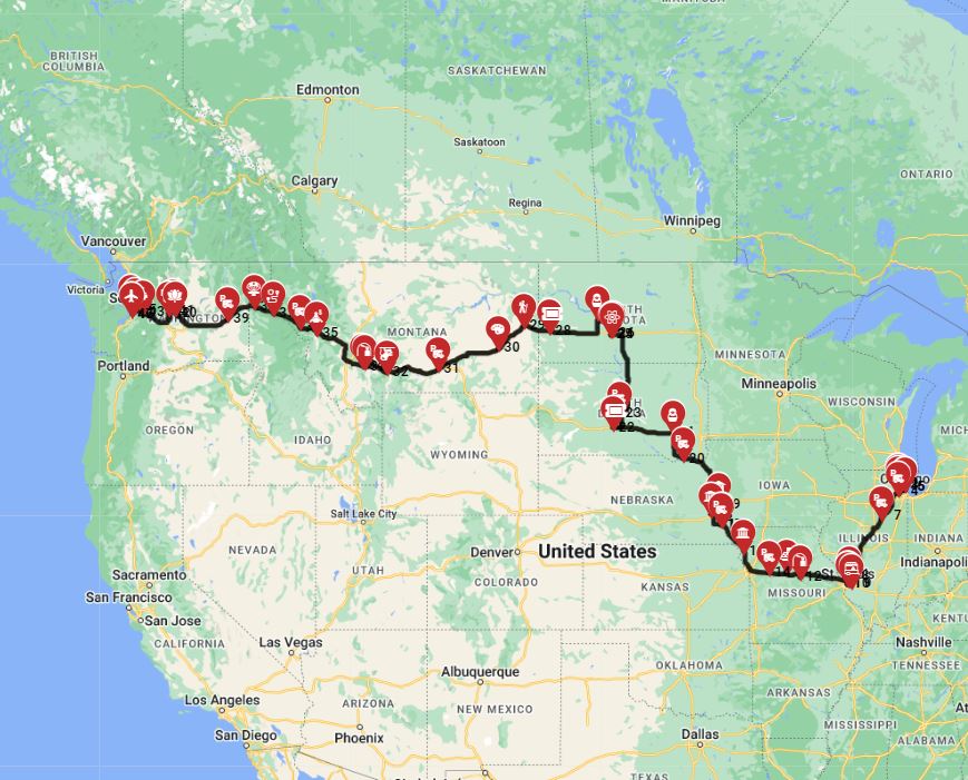 Motorhome trip from Chicago to Seattle - Following Lewis and Clark Expedition